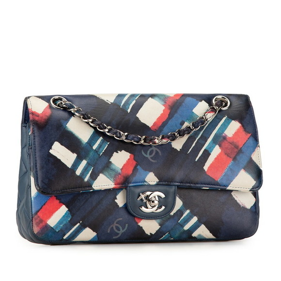 Chanel Matelasse Lambskin Flap Chain Airline Double Blue Bag Multicolor Shoulder - Picture 1 of 11